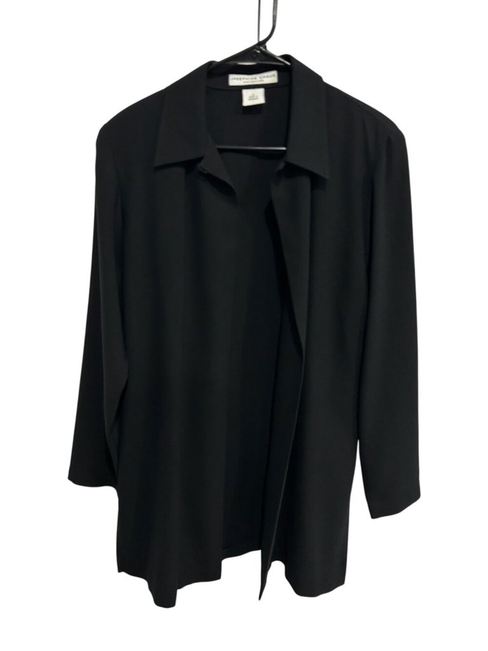 Josephine Chaus Womens Black Open Front Blazer Size 8 Quiet Luxury Office